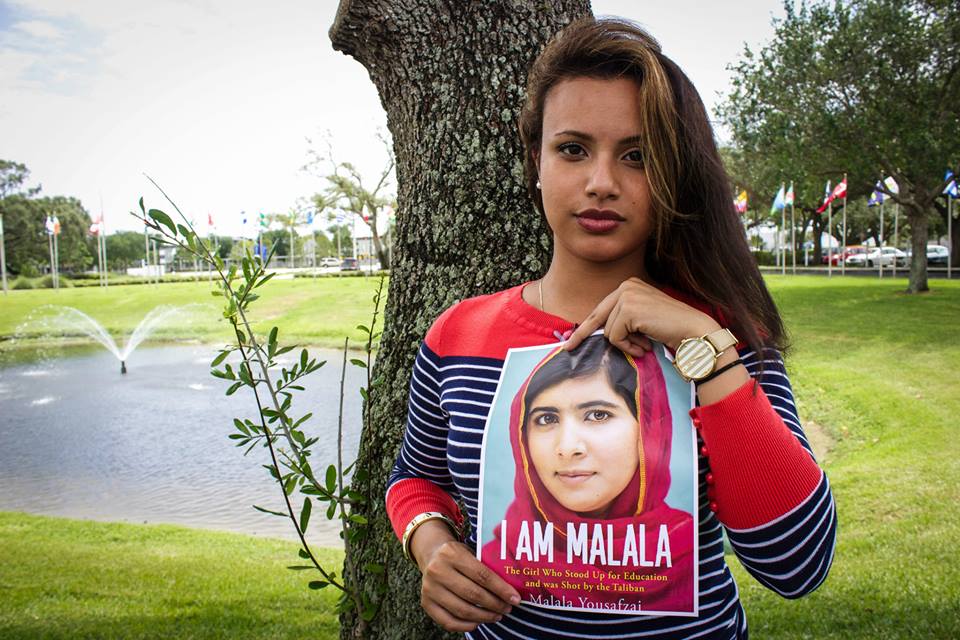 Above: Berrio taking a silent stance for the Malala Fund. Stock Photo.