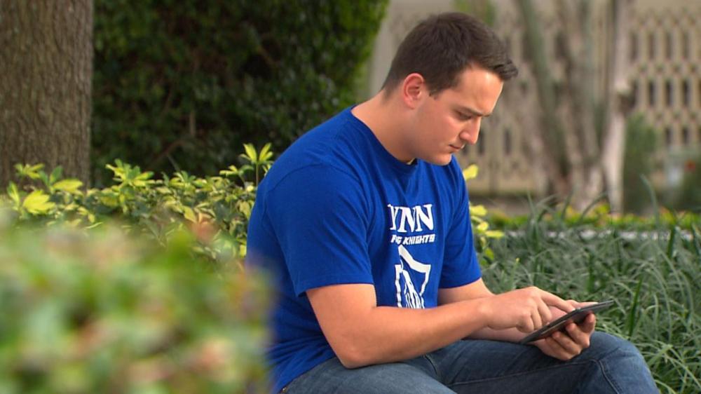 Above: Lynn student Mike Van Casteren as featured on NBC Nightly News. Stock Photo.