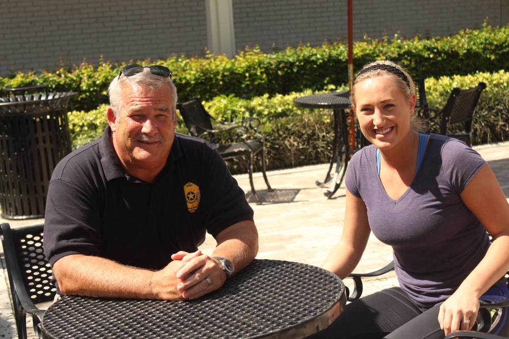 Above: Campus Safety Chief Larry Rickard and Liz Raffa, graduate student and community advisor of EML Residence Hall. Stock Photo.